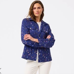 NWT $225 Twrez Twill Shirt Jacket in Midnight Butterflies Size XS Ptp 20"